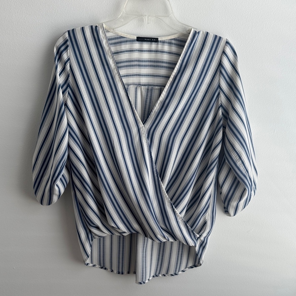 Striped Blue and White Women's Top